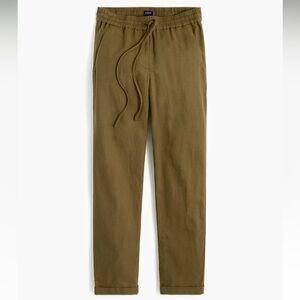 J. Crew Linen Cotton Blend Drawstring Pants in Olive